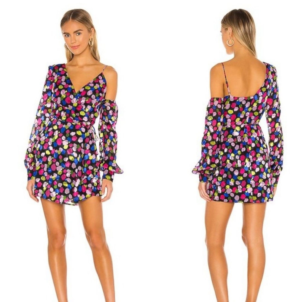 NBD Revolve Maxine Mini wrap Dress in Painted Dot - Picture 11 of 13